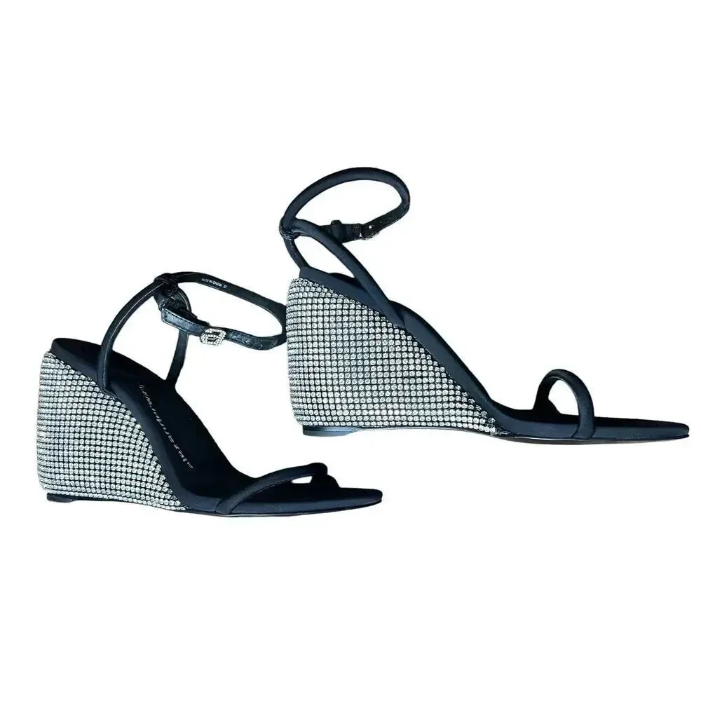 Alexander Wang Dahlia Crystal-Embellished Wedge 105mm Sandals NWOB Size 37